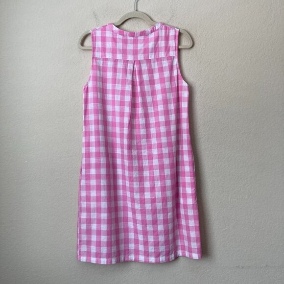 Joules Linen Blend Pink Checkered Check Print Jillian Tunic Dress Top - Picture 7 of 11
